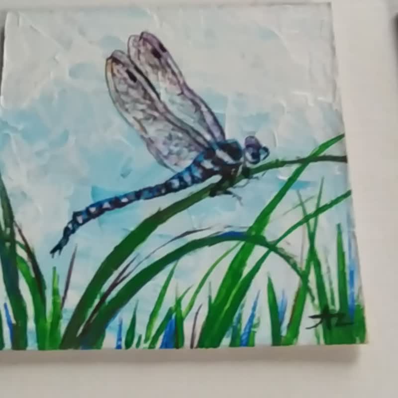 花朵绘画花束雏菊蜻蜓油 10 x 10 件套 3 件小艺术 - 海报/装饰画/版画 - 其他材质 多色
