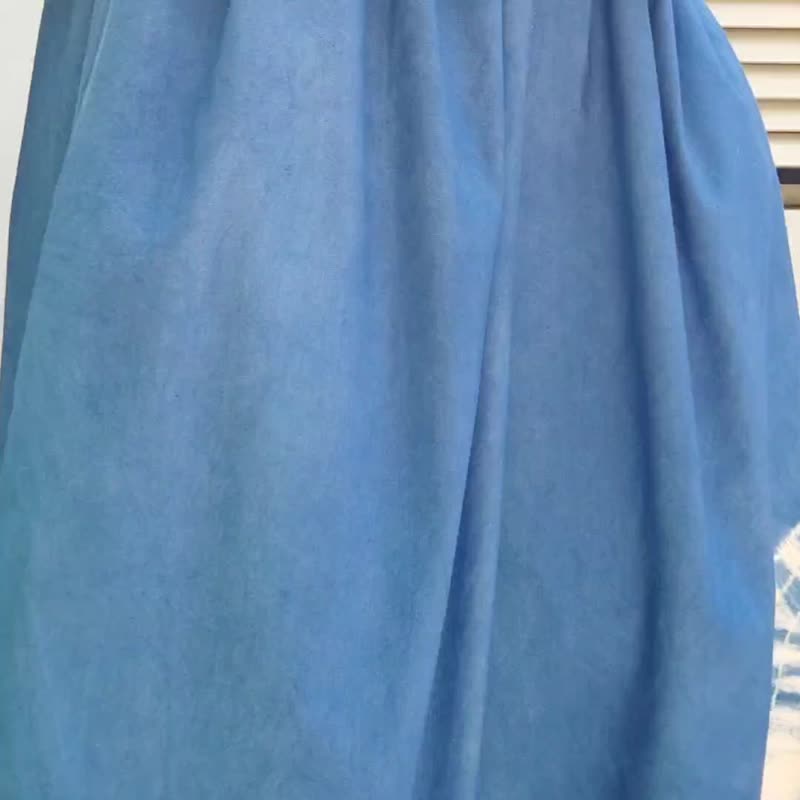 Jinda Pants H - 靛蓝色扎染宽裤 - 女装长裤 - 棉．麻 蓝色