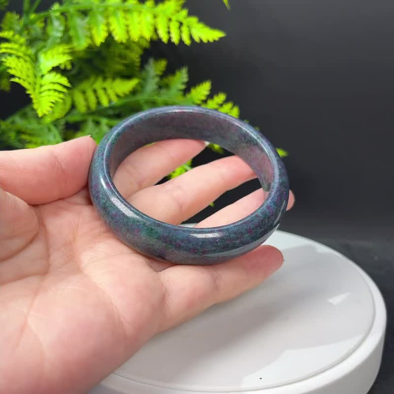 巴西高品红绿宝手镯61MM 异象落梅星光红宝石黝帘石手环 动能活力 - 手链/手环 - 半宝石 