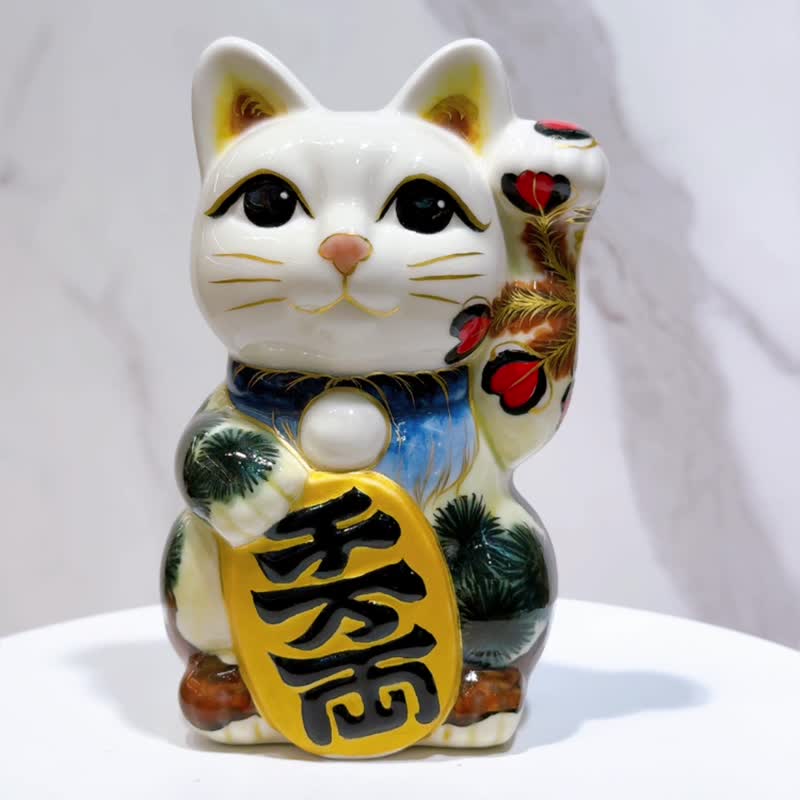 【瑞羽招福】日本清水烧招财猫 | 色绘 - 凤凰 - 摆饰 - 瓷 白色