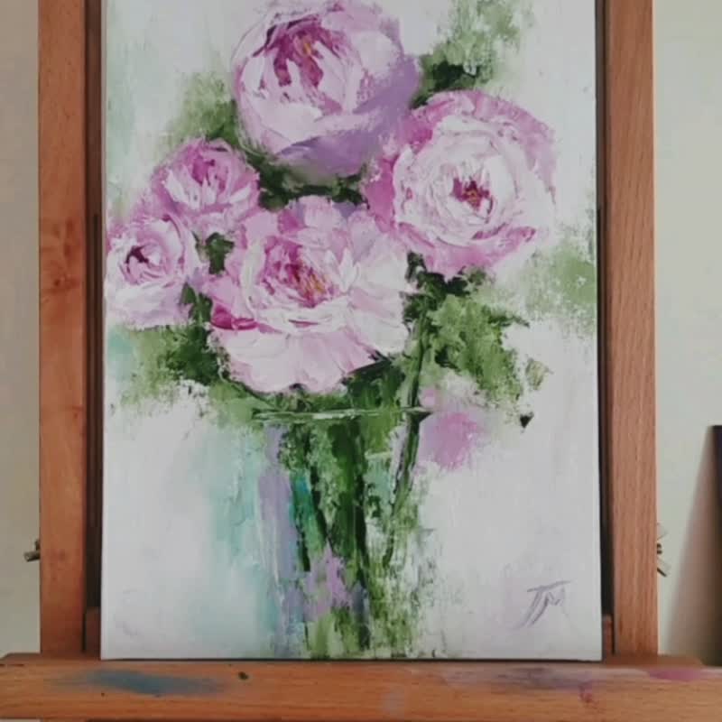 Flower pictures Flowers painting Original art Picture with peonies - 海报/装饰画/版画 - 其他材质 紫色