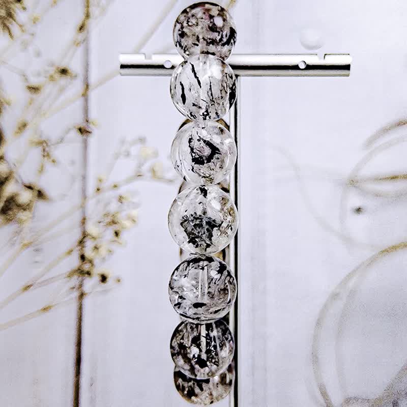 【大咪黑闪灵】黑武士透体闪灵钻 内包矿物水晶手链手串/一物一拍 - 手链/手环 - 水晶 黑色