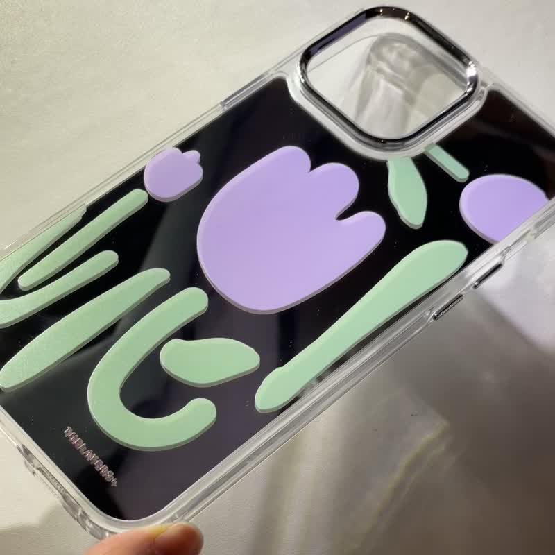 iPhone 17 | 蓝紫色玫瑰Blossom镜面手机壳 | 几何植物花朵图案 - 手机壳/手机套 - 塑料 紫色