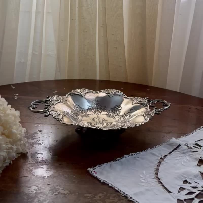 *50957-绝美英国19世纪高脚银盘贵族订制专属花体字 - 盘子/餐盘/盘架 - 银 