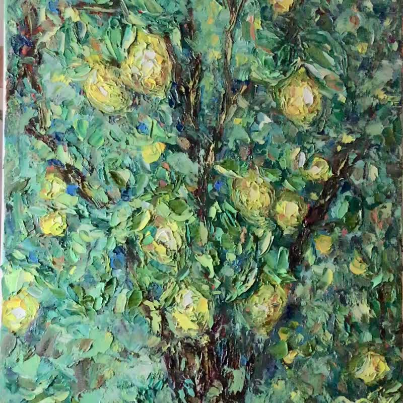 Citrus Garden 柠檬园 厚涂油画画布 – 50x60 厘米 - 墙贴/壁贴 - 其他材质 绿色