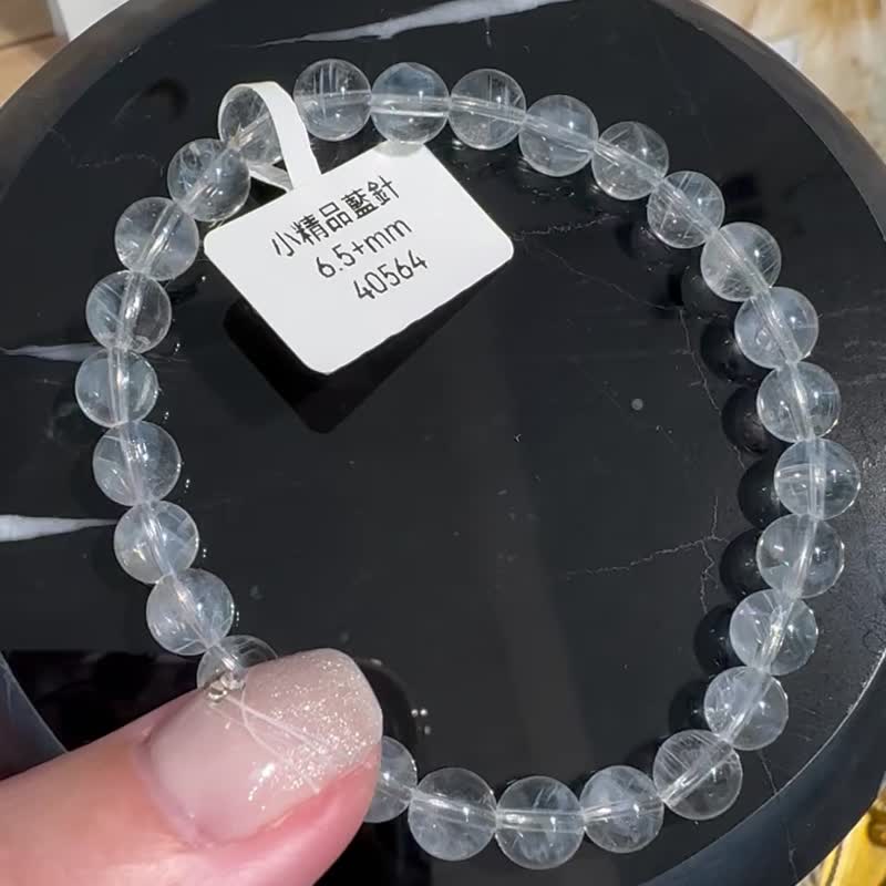 天然小美品透体显针蓝针6.5+mm水晶手珠吸收自身浊气增加个人气场 - 手链/手环 - 水晶 蓝色