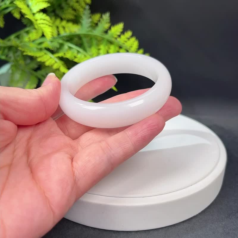 金丝玉手镯54MM 羊脂级昆仑白玉手环 附证书 时尚隽雅 臻美品质 - 手链/手环 - 玉石 白色