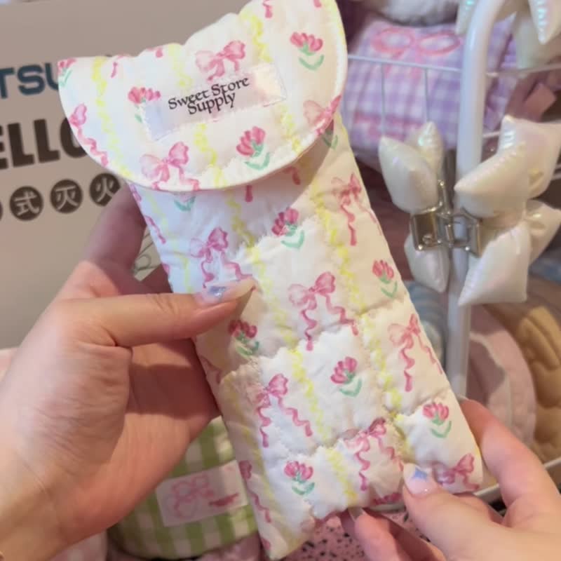 Sweetstore Supply 原创可爱甜美清新蝴蝶结收纳魔术贴粘贴笔袋 - 铅笔盒/笔袋 - 棉．麻 粉红色