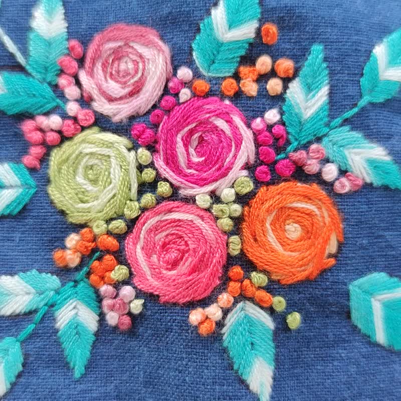 Baibua Shirt -  拼布刺绣靛蓝衬衫 - 女装上衣 - 棉．麻 蓝色