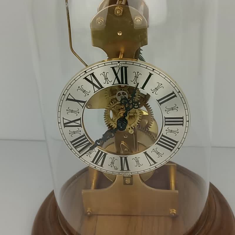 古董复古基宁格壁炉座钟圆顶骨架 8 天（荣汉斯赫姆勒时代） - 时钟/闹钟 - 木头 咖啡色
