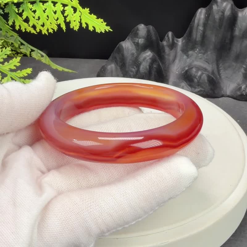 红玛瑙手镯 52MM 冰透起光千层聚宝盆 玉髓手环 富贵繁荣吉祥好运 - 手链/手环 - 半宝石 红色