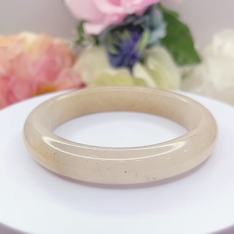 NO.58稀有冰种桃花粉平安镯 62MM 草莓酱料 佘太翠玉镯 手镯 手环 - 手链/手环 - 玉石 多色