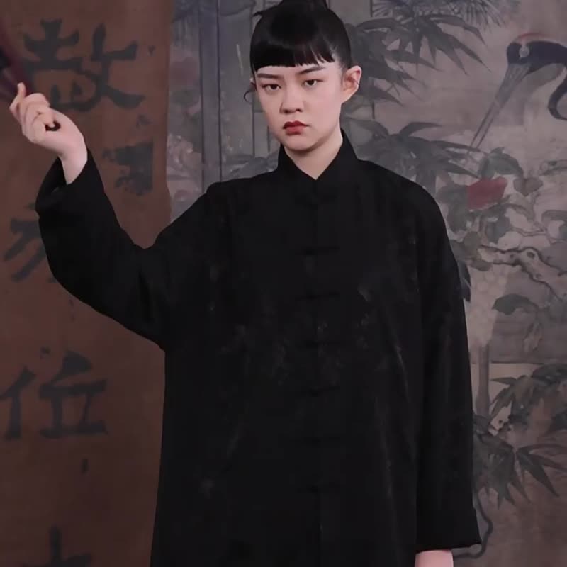 墨纾/长衫马褂中国风 新中式唐装 - 女装衬衫 - 聚酯纤维 黑色