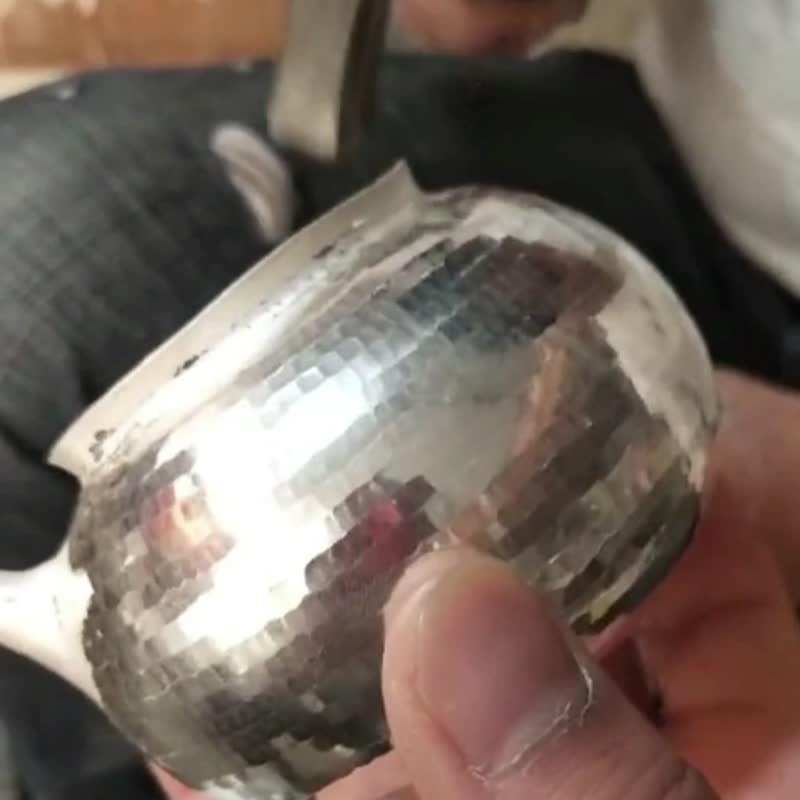 手工纯银紫皮锤目壶  一张口打出 - 茶具/茶杯 - 纯银 银色
