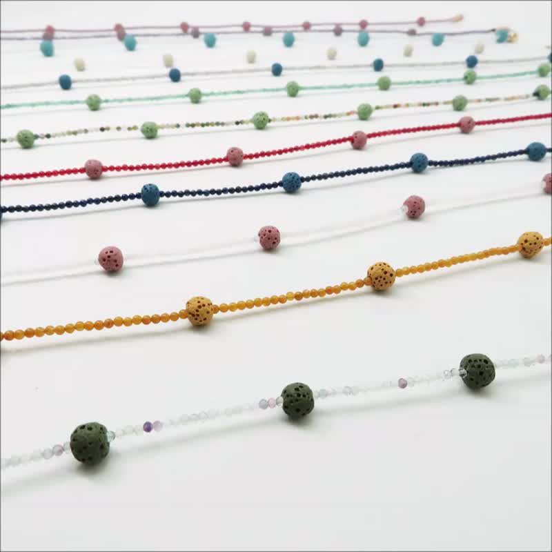 诞生石香氛石串珠磁扣颈链 2mm诞生石x7mm香氛石项链 12月选1 - 项链 - 半宝石 多色