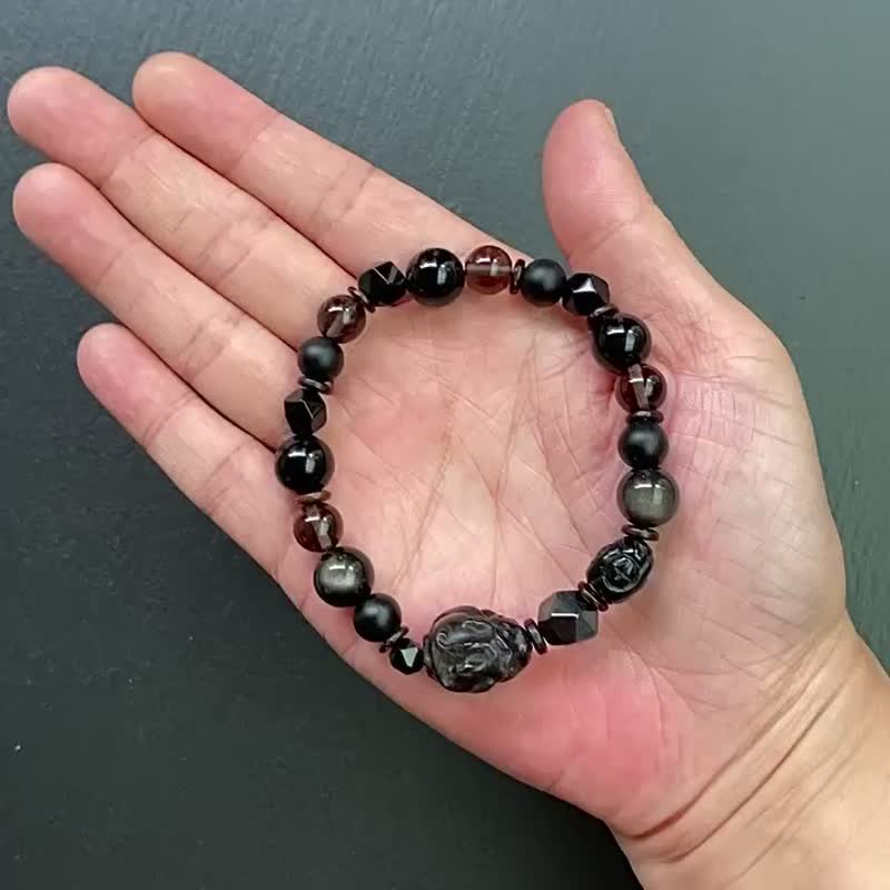 银曜石  黑胆石 黑玛瑙 冰曜石  黑曜石 椰壳 银曜石 龙龟手链 - 手链/手环 - 水晶 多色