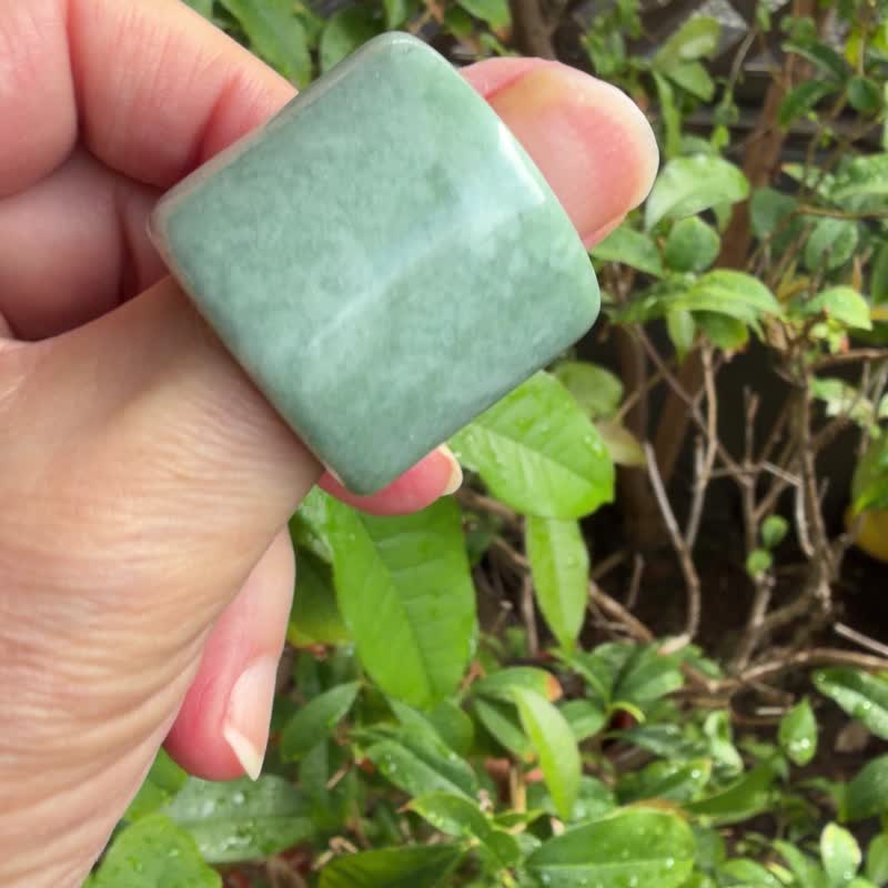 岫玉板指 低门槛入手文玩 #板指 文玩 #古玉 #山奇艺术 - 戒指 - 玉石 绿色