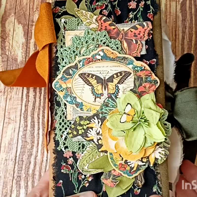 植物学森林垃圾日记林地蝴蝶笔记本出售手工制作 - 笔记本/手帐 - 纸 绿色