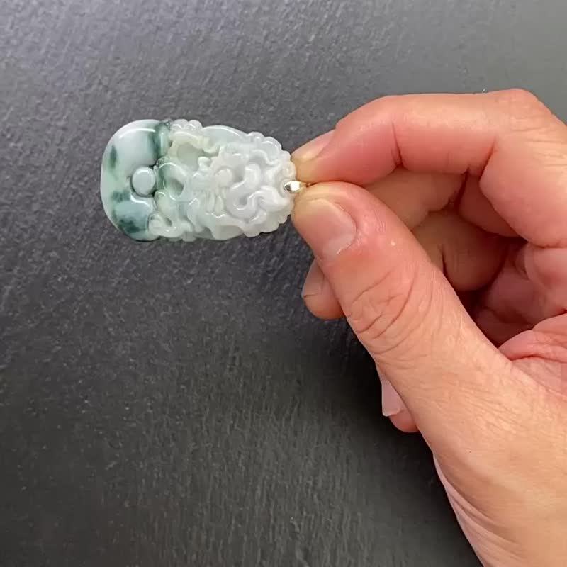 天然A货缅甸玉花青种-龙 925纯银钛钢项链   避邪挡煞保平安 - 项链 - 玉石 多色