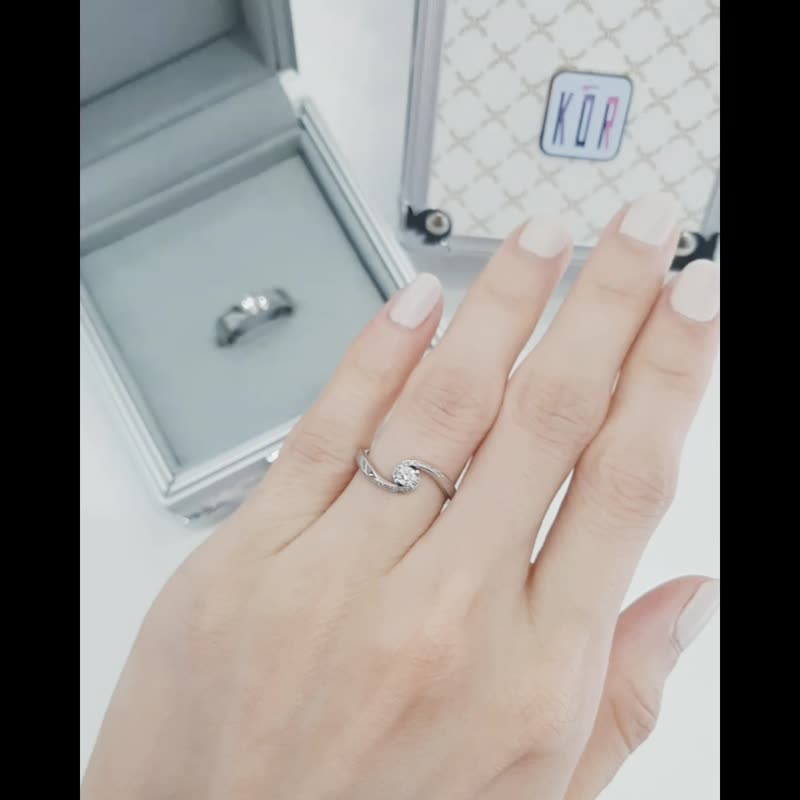 交织幸福 钻石K金白钢对戒指(可单买男女戒洽设计师) - 对戒 - 钻石 银色