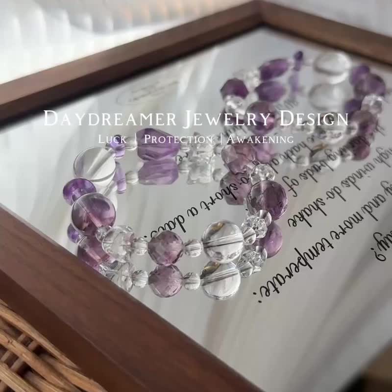 紫水晶白水晶星球轨迹设计款手链 - 手链/手环 - 水晶 紫色