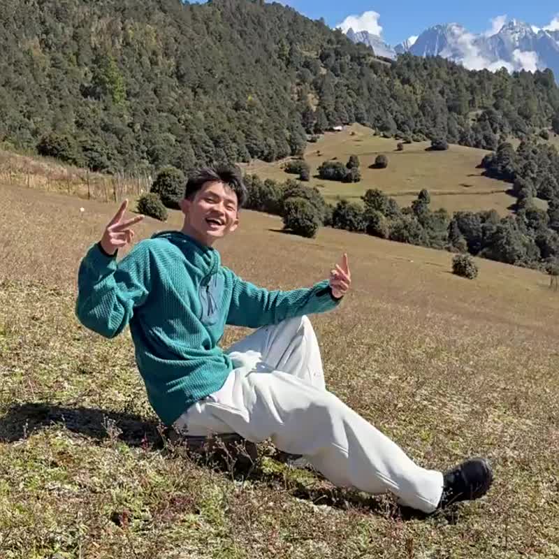 男士加绒卫裤 格子拼接直筒休闲裤 - 男士长裤 - 棉．麻 