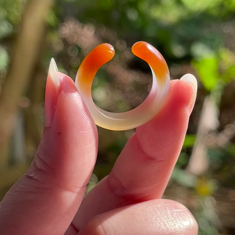 橘子软糖—猫爪戒指。玛瑙。手工雕刻 - 戒指 - 水晶 橘色