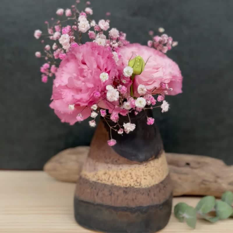 A Lu 典雅陶花瓶礼物/美国陶土 原创手作仅此一件 - 花瓶/陶器 - 陶 黑色