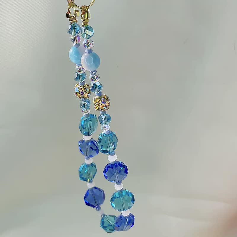 Rom828串珠手机链-阿尔卑斯蓝171 - 挂绳/吊绳 - 水晶 