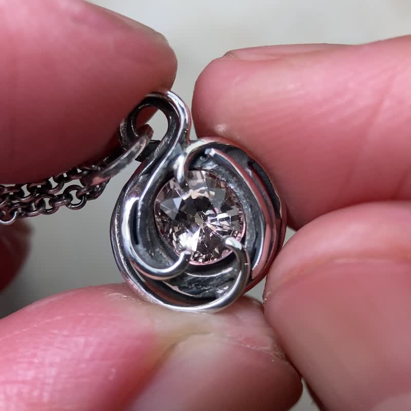 天然矿石 / 粉橘色碧玺 - 项链 - 宝石 粉红色