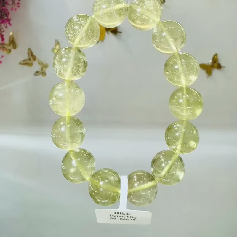 小精品雪花星陨细闪黄金利比亚陨石15mm58g财富事业招财七大脉轮 - 手链/手环 - 半宝石 黄色