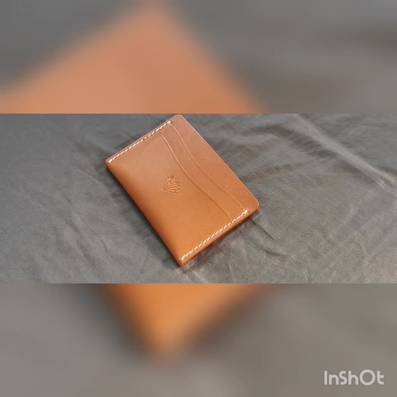 手工制作双面信用卡夹或名片夹，采用顶级植鞣牛皮 - 名片夹/名片盒 - 真皮 咖啡色