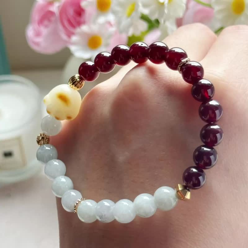 AZ 应是猫猫 新中式翡翠紫牙乌菩提猫抓手串 - 手链/手环 - 宝石 