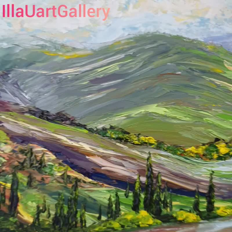 Tuscany Painting Landscape Original Art Italy Artwork Oil Painting Canvas Art - 海报/装饰画/版画 - 棉 多色