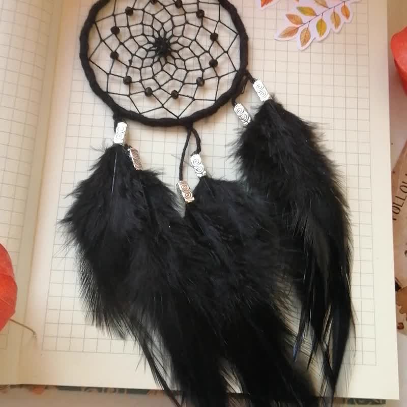Black dream catcher for car | Black small dreamcatcher | Small dream catcher - 墙贴/壁贴 - 绣线 黑色
