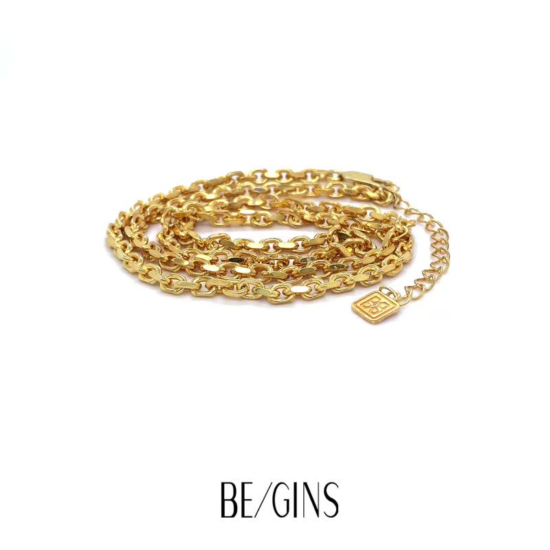 LA LIGNE ANKER CHAIN SOLID NECKLACE - 项链 - 纯银 金色