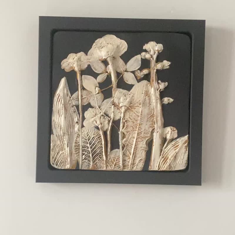 浅浮雕野花画原创石膏墙板墙面装饰花卉 - 墙贴/壁贴 - 其他材质 黑色