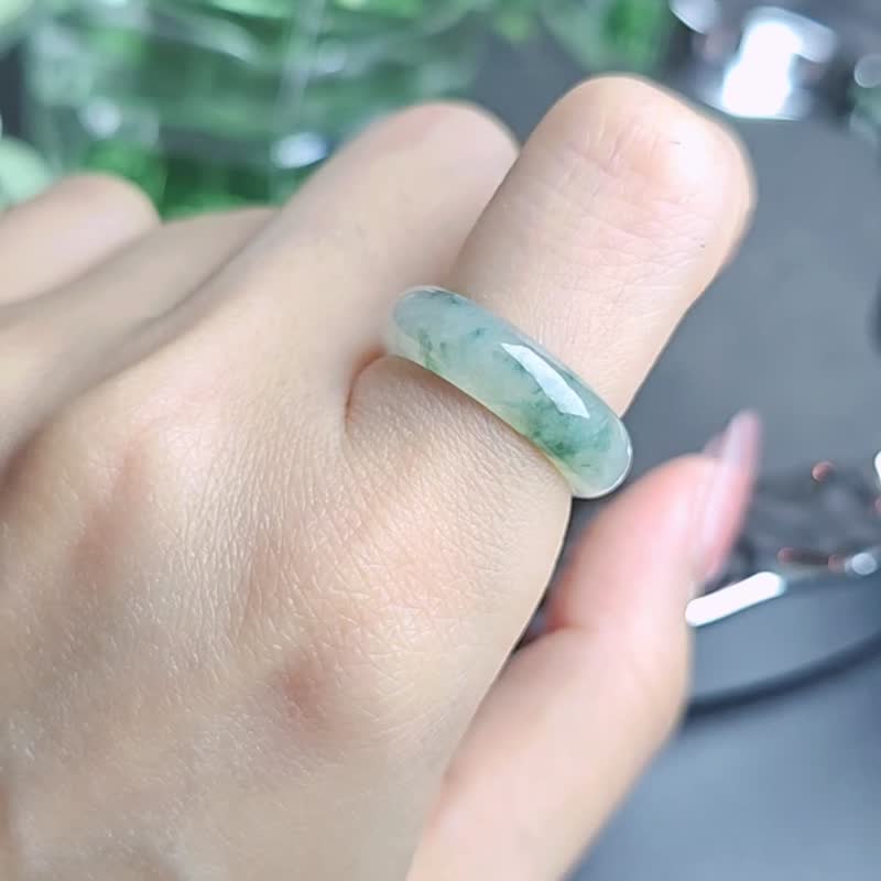招财|疗愈系放光冰飘花|缅甸A货翡翠戒圈戒指#12 - 戒指 - 玉石 