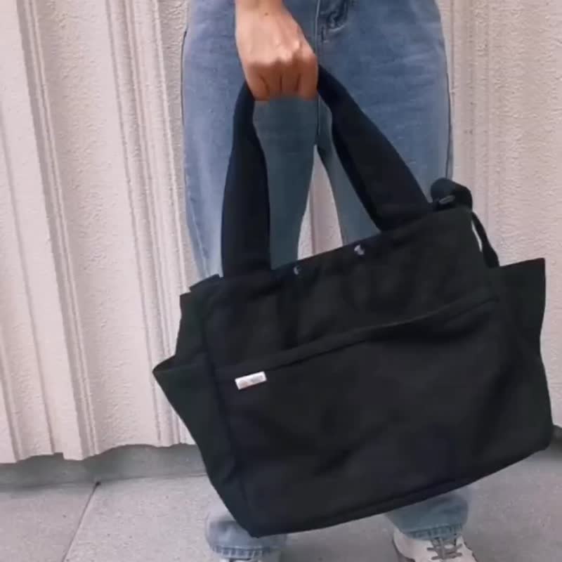 Square Tote bag - 手提包/手提袋 - 棉 黑色
