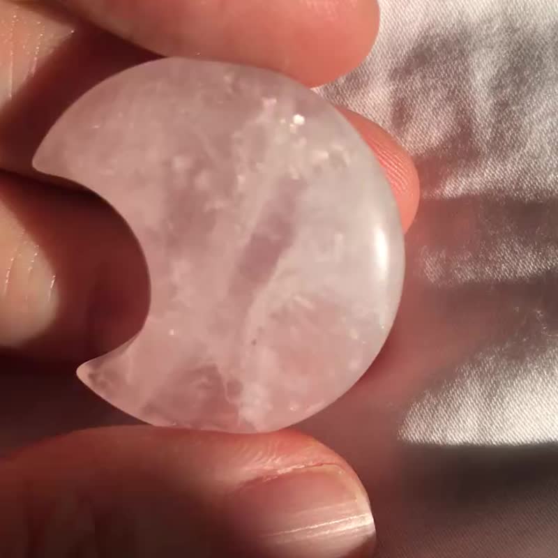 粉冰带白幽灵 彩虹 粉晶月亮 天然原石 水晶 crystal 摆设 - 摆饰 - 水晶 粉红色