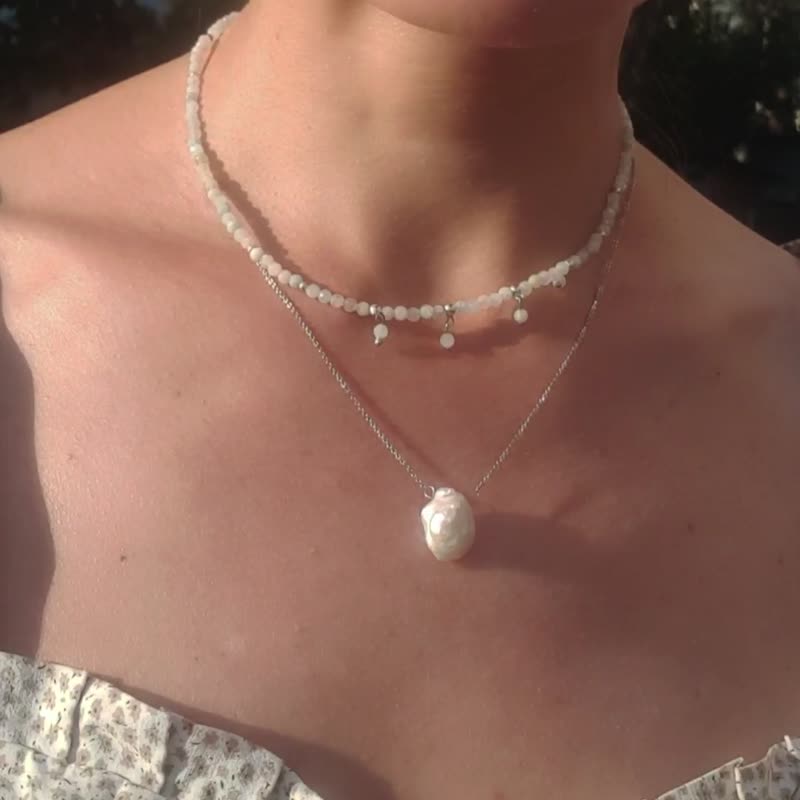 Beryl Choker, 925 Silver, Pisces crystal, Libra necklace, Taurus birthstone - 项链 - 宝石 多色
