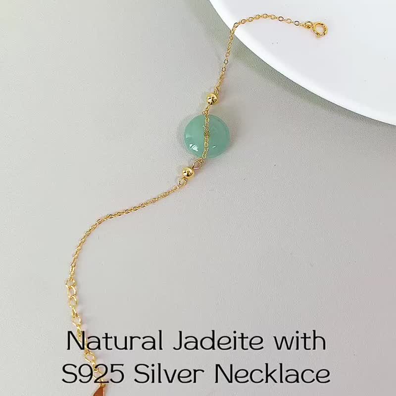 天然缅甸A玉翡翠冰绿色平安扣配S925银手链 - 手链/手环 - 玉石 多色