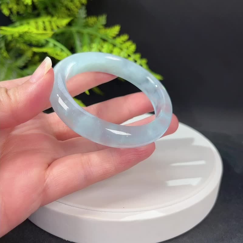 冰透海蓝宝手镯52MM 优质莹光浅色润蓝宝石手环 灵气脉轮 生辰石 - 手链/手环 - 宝石 