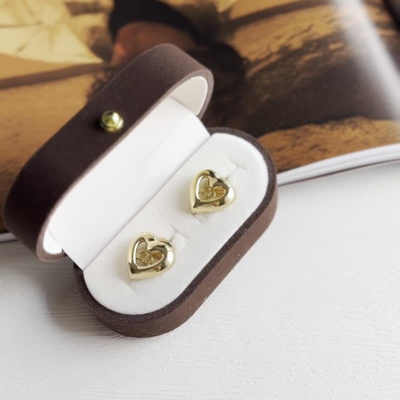 中古正品 Christian Dior 迪奥镀金心形耳夹 耳环 无耳洞 礼物 - 耳环/耳夹 - 其他金属 金色