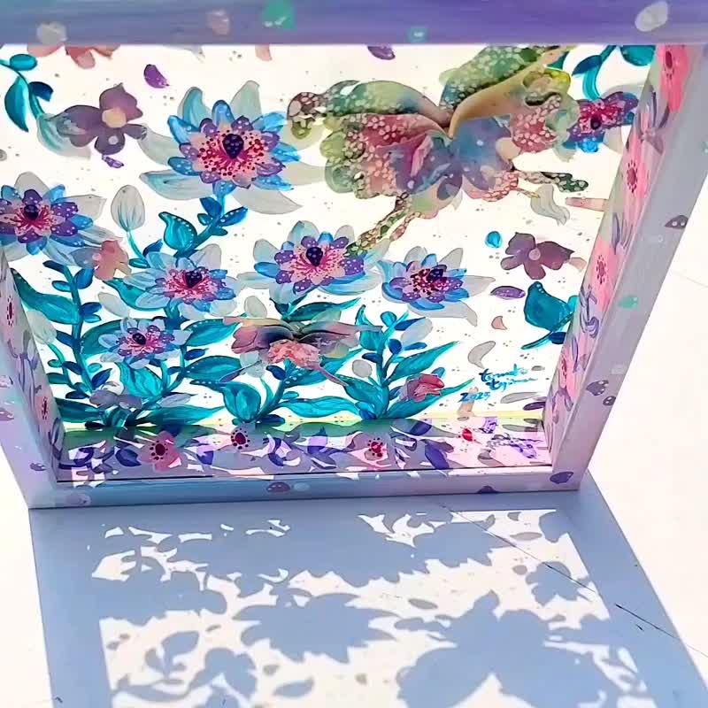 [订制/宝石花痴和蝴蝶]透明艺术，阴影艺术，室内花痴植物物品，绘画，礼物，个性化 - 海报/装饰画/版画 - 压克力 白色