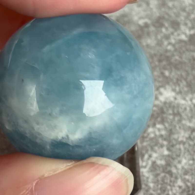 心忱 - 浓色 蓝天白云 海蓝宝球球 摆件 摆饰 - 其他 - 水晶 蓝色