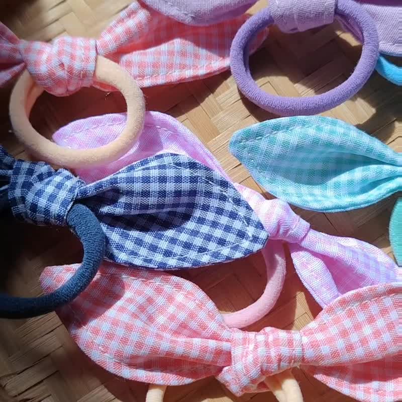 SET OF 10  BUNNY HAIR BOW TIES - 发饰 - 棉 多色