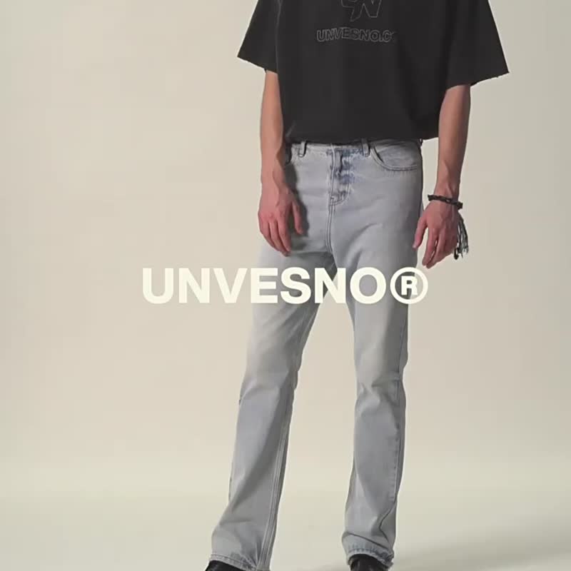 Unvesno (UN) 浅色磨白3次做旧水洗简约Clean Fit牛仔裤  TR-3191 - 女装长裤 - 棉 蓝色