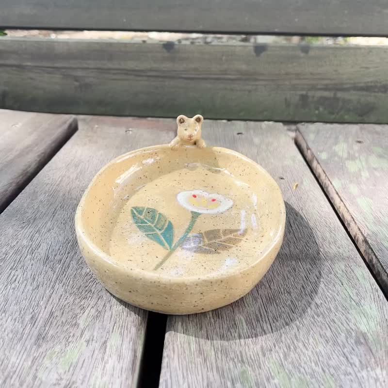 A Lu 萌熊陶盘/礼物/摆饰 进口美国陶土 原创手作手绘 仅此一件 - 摆饰 - 陶 多色