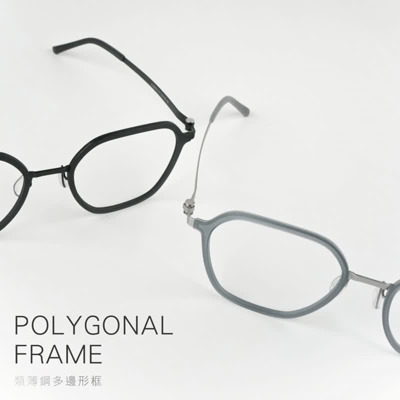 EJ-GX012 类薄钢多边形框眼镜 × FROMEYES 滤蓝光 / 阻隔 UV - 眼镜/眼镜框 - 其他材质 黑色